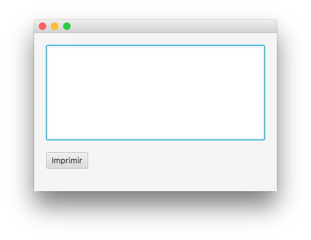 Ventana JavaFX con un TextArea y botón Imprimir