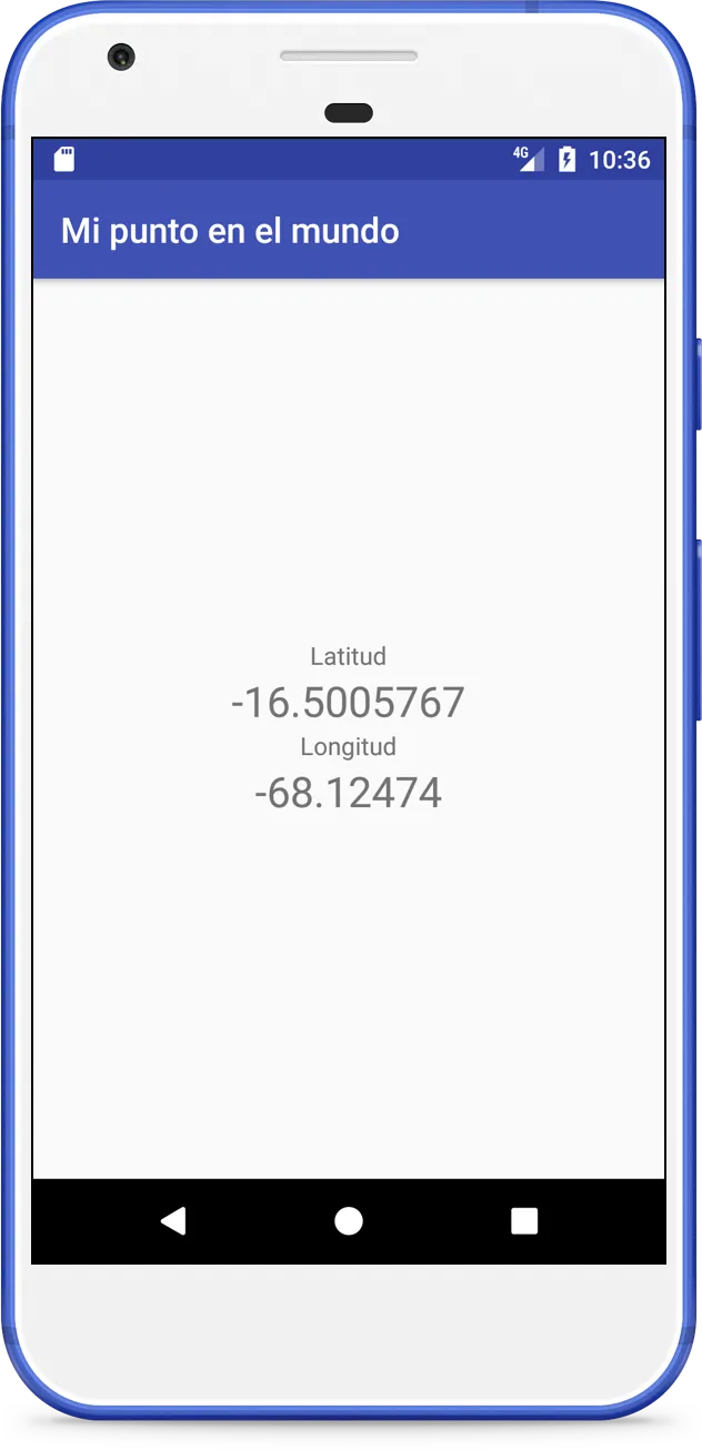 App Mi punto en el mundo mostrando latitud y longitud