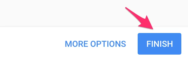Botón Finish en la barra de herramientas