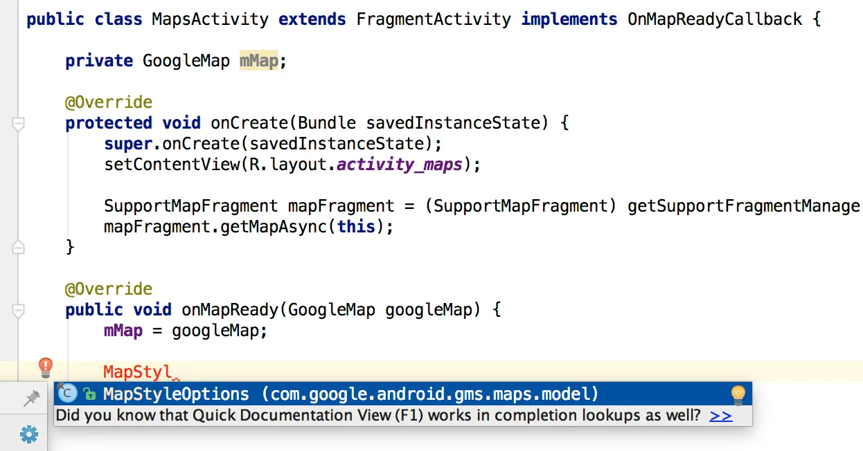 Sugerencia de autocompletado para MapStyleOptions