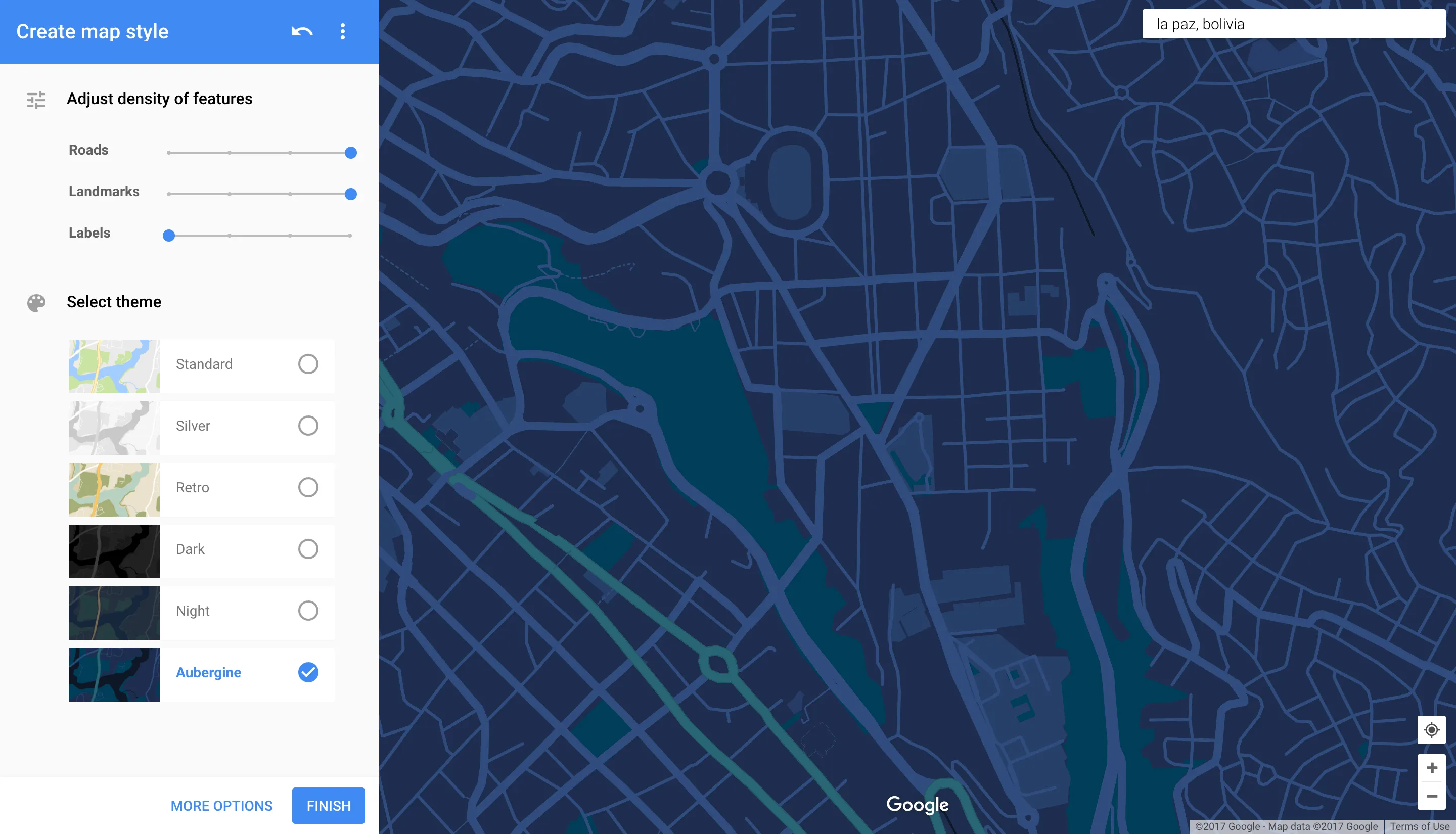 Mapa sin etiquetas tras mover el slider Labels