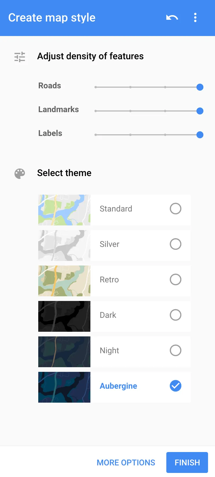 Botón More options en el panel de estilos